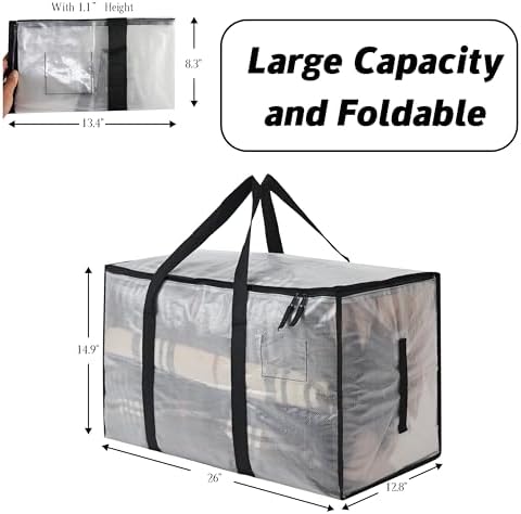 8 Pack Heavy Duty 93L (24.5 Gallon) Stackable Plastic Storage Bins with Lids, Clear Totes – For Home Organization and Storage, Sturdy and Reusable Alternative to Moving Bags - Image 3