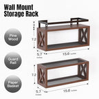 RICHER HOUSE Floating Wood Shelves with Guardrail, Rustic Brown, Wall Mounted, 2 Shelves, Farmhouse Style - Image 3