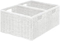Vagusicc 2 Packs Large Wicker Storage Basket, Closet Storage Baskets Bins for Shelves, Decorative Collapsible Baskets for Organizing Clothes Toy Nursery Bathroom Organizers and Storage, White by Vagusicc