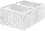 Vagusicc 2 Packs Large Wicker Storage Basket, Closet Storage Baskets Bins for Shelves, Decorative Collapsible Baskets for Organizing Clothes Toy Nursery Bathroom Organizers and Storage, White by Vagusicc