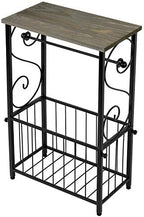 MyGift Toilet Paper Holder Stand with Magazine Rack, Gray Wood Shelf - Image 5
