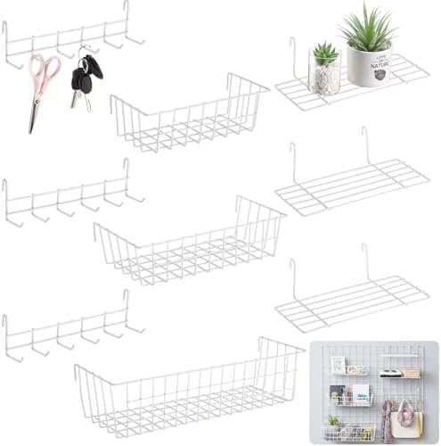 Yaocom 9 Pcs Grid Wall Shelves Gridwall Panel Accessories, White by Yaocom