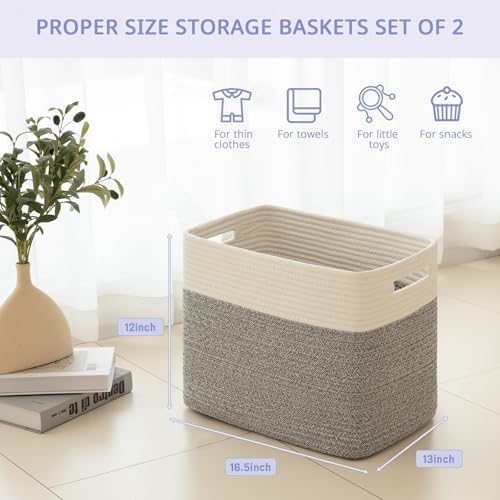 OIAHOMY 2 PACK Tall Storage baskets 42L Blanket Basket Living Room Grey - Image 4