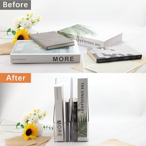 Magazine Holder, 2 Pack Acrylic Magazine File Holder,A4 Vertical File Organizer with Handle for Desk,Clear Document Rack File Folder Storage Bin - Image 4