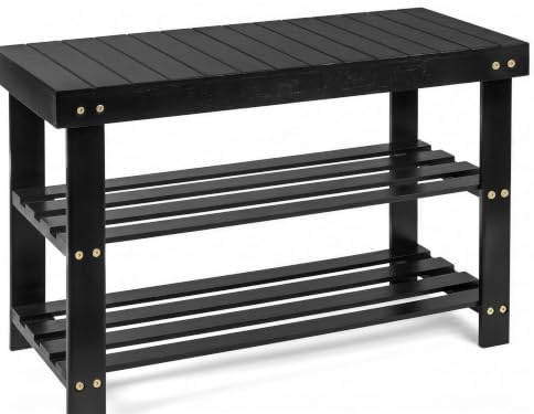 Purawood Bamboo 3 Tier Shoe Rack Bench, Premium Shoe Organizer by PURAWOOD