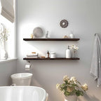 YYWUOJJ Wood Floating Shelves for Wall Decor, Rustic Wall Shelves for Bedroom Bathroom Kitchen Living Room, Set of 4 Walnut 36 Inch - Image 7