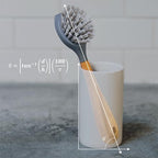 Ceramic Brush Holder for Dish Brushes, 3 Inches Wide, 5.25 Inches Tall, 63-Degree Inner Lean Angle, Water Drainage Hole, White - Image 3