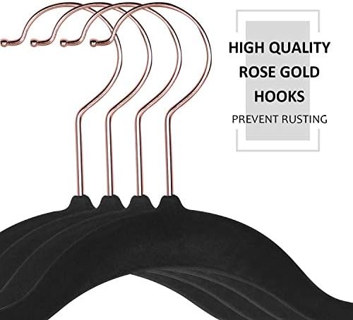 VECELO Premium Velvet Clothes Hangers Suit Heavy Duty (60 Pack)-Non Slip & Space-Saving with 8 Finger Clips & Tie Rack Excellent for Men and Women,Black - Image 2
