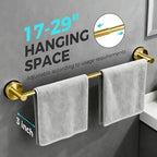 Adjustable Suction Cup Towel Bar for Bathroom Wall,17 Inch~29 Inch Towel Racks for Bathroom,Stainless Steel Bath Towel Holder(Brushed Gold) - Image 2