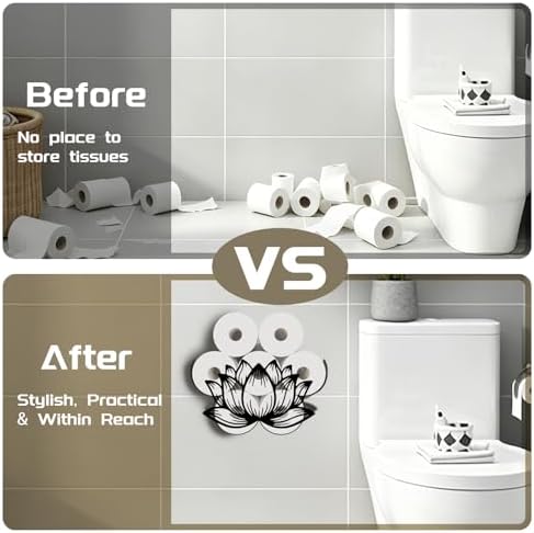 Lotus Toilet Paper Holder Wall Mount/Stand for Extra 8 Rolls - Image 5