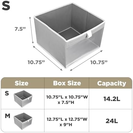 Linen Closet Organizers and Storage, Closet Storage Bins Basket Organizer, Foldable Organization Baskets with Mesh Window for Clothes Towels and Toys, 10.75" x 10.75" x 7.5", Gray, 6 pack - Image 2