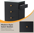 OmySalon Salon Station, Barber Station for Stylist, Hair Storage Cabinet with Glass Top & 4 Drawers & 3 Heat Resistant Tool Holders, For Beauty Spa, Salon, Black - Image 5