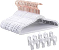 14 Inch Velvet Kids Hangers -50 Pack Durable & Non-Slip Closet Organizers for Big Kids & School-Age Children, 0.2" Ultra Slim Space-Saving Design with 10 Hanger Clips & 360° Rose Gold Hook, White by TonswachicHangersSpaceSaver