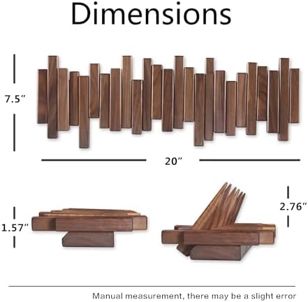 Coat Rack Wall Mount Piano Flip Down Wall Hook Rack 5 Hooks Walnut - Image 6