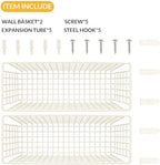 Kinlink 2 Sets White Extra Large Hanging Wall Basket with Steel Hooks - Image 4