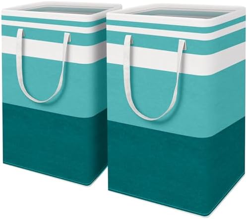 HomeHacks 2 Pack Large Laundry Baskets, Laundry Hampers Bags (Green 88Lx2) by HomeHacks