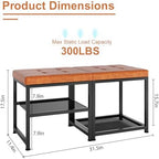DreamDashio Set of 2 Small Shoe Storage Benches with PU Leather Cushion, 3-Tier Shoe Rack Organizer for Entryway, Metal Mesh Shelves, Holds Up to 300 lbs, Brown (31.5"x11.4"x17.5") - Image 3