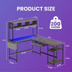 DUMOS 67" L Shaped Gaming Desk，Corner Computer Desk with Storage Shelf - Image 3