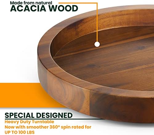 TIDITA 13" Wooden Lazy Susan Organizer for Tabletop 360° Rotation, High Rim - Image 3