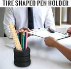 Crtiin 12 Pcs Tire Shaped Pen Holder for Desk, Car Tire Planter Gift, Black - Image 4