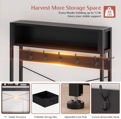 Hall Tree with Bench & 3 Drawers Storage 31.5" Coat Rack Entryway Organizer - Image 5