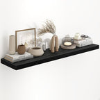 Fun Memories 48 Inch Floating Shelves in Black, 9.3 Inch Deep Wall Shelves for Bathroom, Living Room, Bedroom, Kitchen, Deep Long Shelf Wall Mounted 1 Pack Shelf for Books, Decor by FunMemories