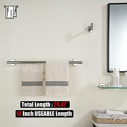 JQK Double Towel Bar Chrome, 20.5 Inch 304 Stainless Steel Thicken 0.8mm Towel Rack Bathroom, Towel Holder Polished Steel Wall Mount, Useable Length 18 Inch 2 Pack, TB100L18-CH-P2 - Image 3