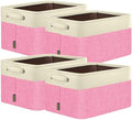 BALEINE 4 Pack Fabric Closet Storage Bins for Shelves, Linen Closet Organizers and Storage, Decorative Baskets for Organizing, Shelf, Clothes, Home, Office (Pink, 12"x8"x8") by BALEINE