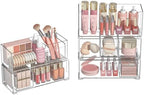 Stackable Storage Drawers Clear Plastic Storage Bins Bathroom Drawer Organizer Medicine Cabinet Organizer Makeup Organizers w Removable Divider Home Workspace Office Desktop Vanity Gift Idea 4Pack - Image 2