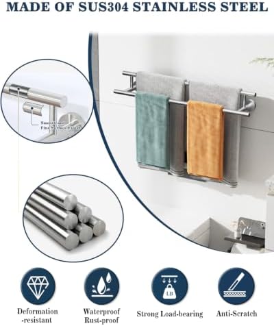 Alise Double Towel Bar,24" Towel Rack for Bathroom Wall Mounted,Chrome - Image 4