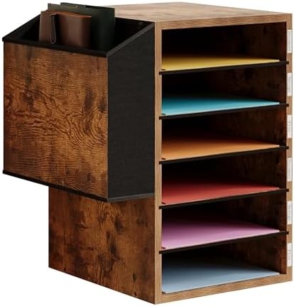 Unionly 6 Tier Adjustable Mail Sorter,Wood Paper Organizer for Class,Office by Unionly