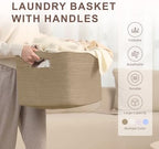 45L Small Woven Laundry Basket Hamper with Handles, Jute - Image 4