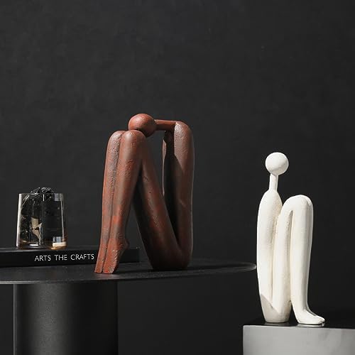 BANOMII Decorative Bookends for Heavy Books, Thinker Statue Book Holders for Shelves & Office Desk, Abstract Decor Aesthetic Book Ends Stoppers, Modern Bookshelf Decoration - Image 6