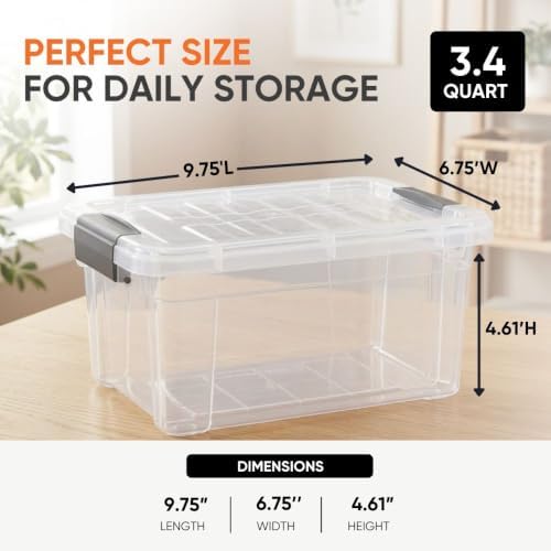 Superio 3.4 Quart Clear Plastic Storage Boxes with Lids, Stackable Organizer Containers, BPA-Free Storage Bins for Home, Office, School & Dorm, 10 Pack - Image 3