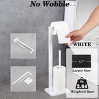 GERZWY SUS 304 Stainless Steel Toilet Paper Stand with Reserve, Free Standing Toilet Paper Holder, White - Image 3