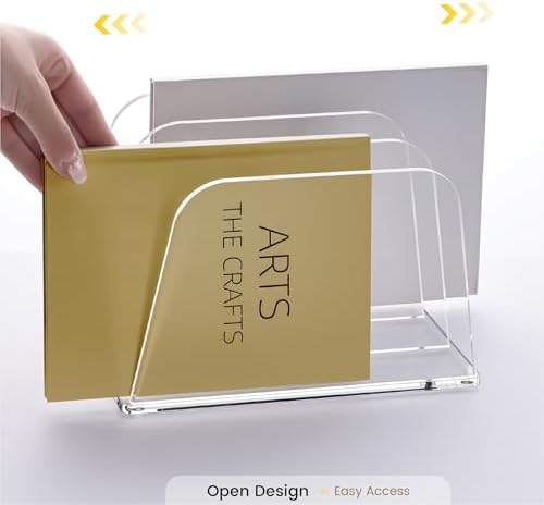 YUXUN Desk File Organizer,3-Section Vertical Clear Acrylic Desk Organizer File Holder Mail Sorter Office Organization for Office Home &Classroom（B5） - Image 6