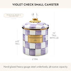 MACKENZIE-CHILDS Enamel Canister, Small, Purple-and-White Violet Check - Image 4