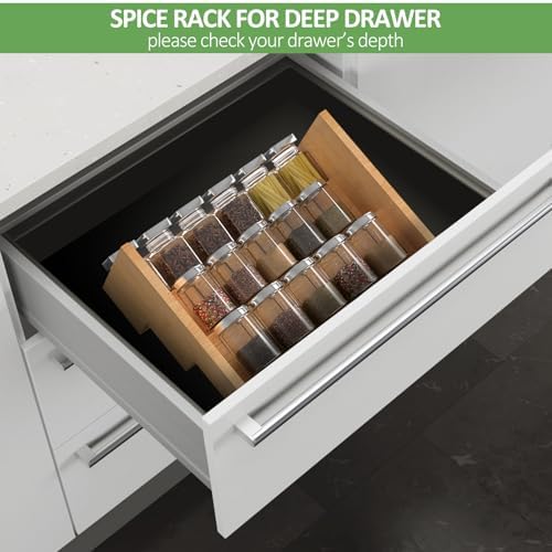 2 Pack Bamboo Spice Rack Organizer for Kitchen Counter, 3 Tier Spice Shelf - Image 5