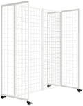 Grid Wall Panels with Wheels, 4 x 5.5Ft Gridwall Panel Display Stand, Sturdy Art Display Panels, Grid Display Stand, White by Unknown