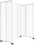 Grid Wall Panels with Wheels, 4 x 5.5Ft Gridwall Panel Display Stand, Sturdy Art Display Panels, Grid Display Stand, White by Unknown