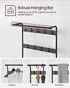 VASAGLE Coat Rack, Hall Tree with Shoe Bench, 4-in-1, 9 Removable Hooks - Image 4