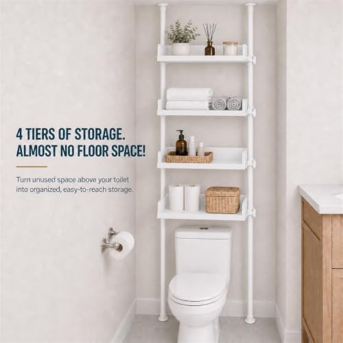 ALLZONE Tension Over The Toilet Storage Cabinet, No-Drill, Fits 92-116 in. - Image 6