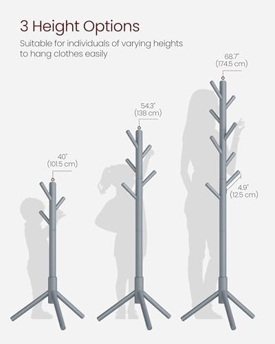 VASAGLE Solid Wood Coat Rack, Free Standing, Tree-Shaped, with 8 Hooks - Image 5