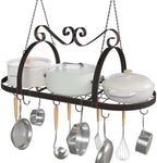 Metal Hanging Pot Rack Ceiling Mount, Vintage Oval Pot and Pan Storage Rack by TICKCACY-EnrichYourLife