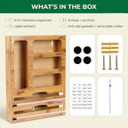 Bag Storage Organizer for Kitchen Drawer and Plastic Wrap Dispenser with Cutter, 6 In 1 Large Capacity Bamboo Foil and Plastic Bag Food Baggie Organizer for Snack, Sandwich, Gallon, Quart - Image 5