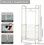 VOLDRA Toilet Paper Holder Stand with Storage Shelf, Free Standing Toilet Paper Roll Holder with Large Basket Heavy Duty Floor Double Tissue Dispenser for Bathroom Freestanding Tp Holder (Matte White) - Image 2