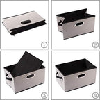 PRANDOM Large Fodable Storage Bins for Closet [5-pack] Decorative Linen Fabric Storage Bins Cubes with Leather/Metal Handles for Shelves Bedroom Living Room Light Grey (14.9x9.8x8.3 Inch) - Image 6