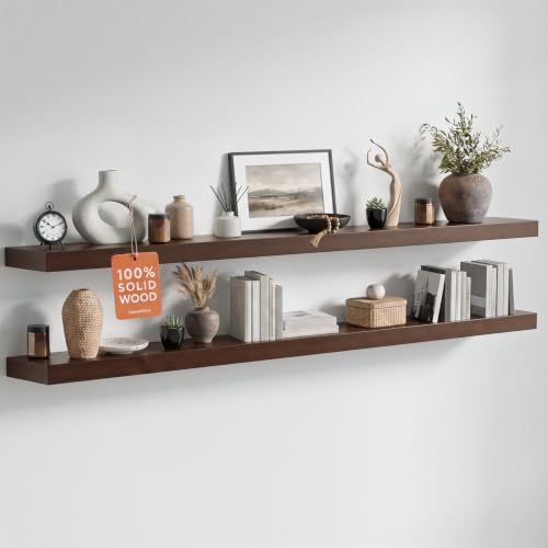Homeforia 60 Inch Floating Shelves, High-End Solid Pine Wood, Set of 2 by Homeforia