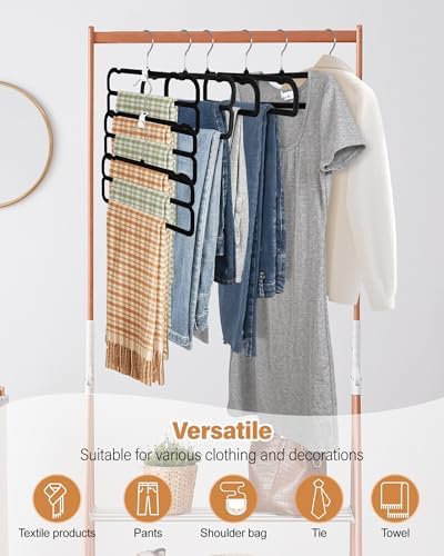 10 Pack Velvet Pants Hangers for Closet Space Saving, Thin Hanger (Black) - Image 5