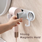 Hair Dryer Holder Wall Mounted, Hair Dryer Organizer Self Adhesive Compatible with Dyson Blow Dryer Holder Aluminum BlowDryer Holder Wall Mounted for Bathroom White - Image 4